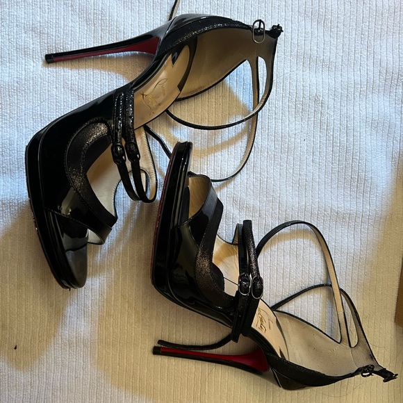 Christian Louboutin Black Open Toe Heels - Picture 2 of 5